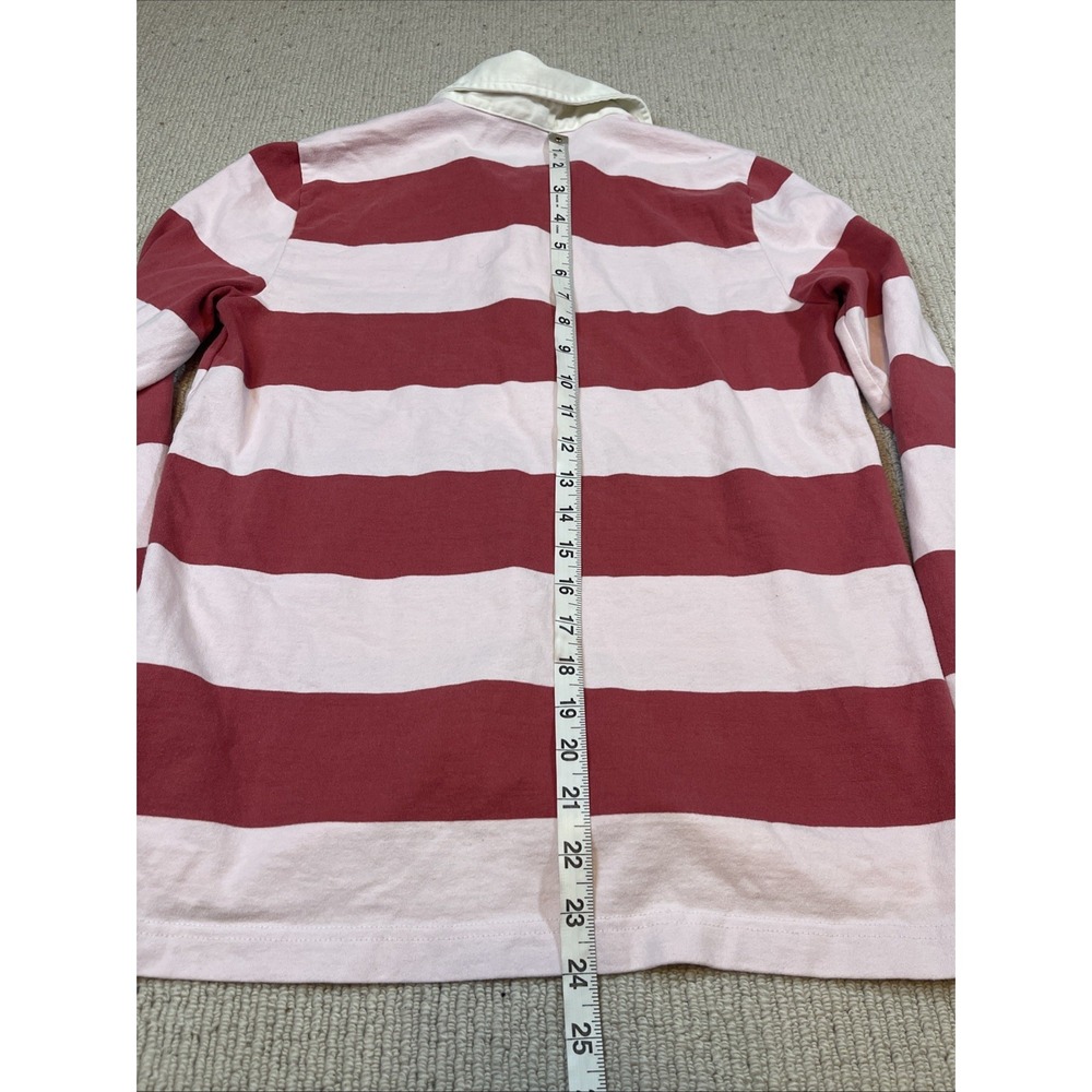 J.CREW Woman's Small** Pink Striped Rugby Polo Long Sleeve Collared Cotton Knit - Picture 6 of 6